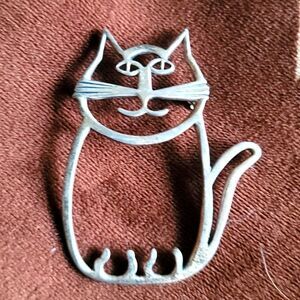 Vintage Navajo Cat Pin 925 Sterling